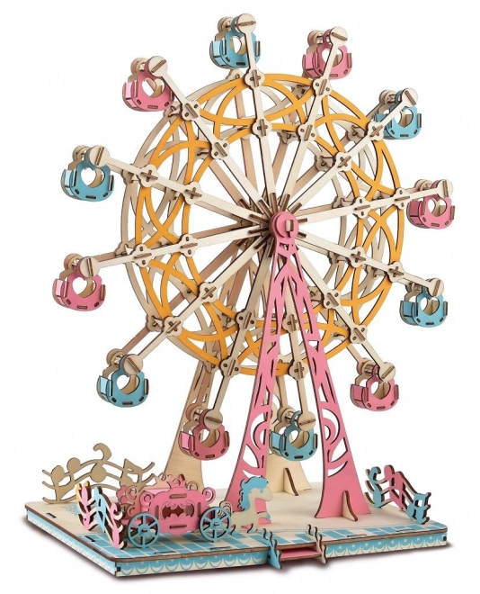 Woodcraft Træ 3D puslespil Pariserhjul pastel