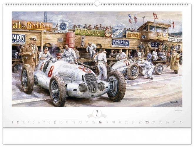 NOTIQUE Vægkalender Oldtimers – Václav Zapadlík 2025, 64 x 42 cm