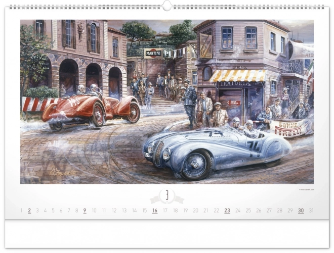 NOTIQUE Vægkalender Oldtimers – Václav Zapadlík 2025, 64 x 42 cm
