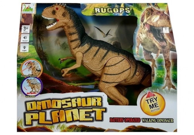 Tyranosaurus dinosaur bevæger sig, brøler og lyser op