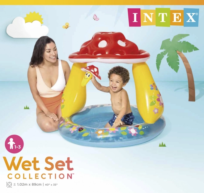 Pool oppustelig bund baby fluesvamp 102x89cm fra 1-3 år