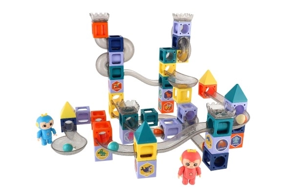 Magnetisk kuglebane med figurer plast 102 stk i kasse 49x35x9cm