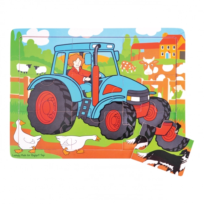 Bigjigs Toys Træpuslespil traktor 9 brikker