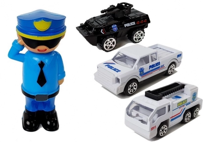 Politibil med garage 2i1 med lyd og lys