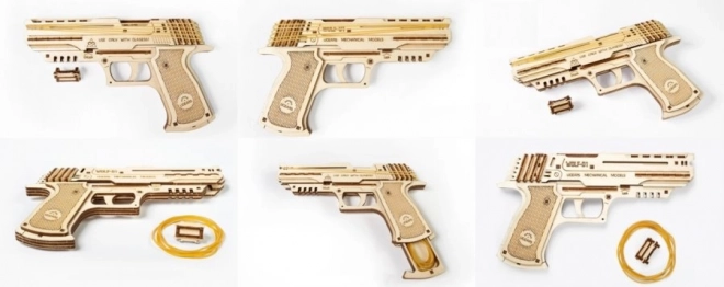 Mekanisk 3D puslespil pistol UGEARS Wolf-01