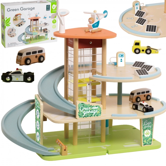 Træ tre-niveaus garage XL med elevator Eko Strefa fra Classic World