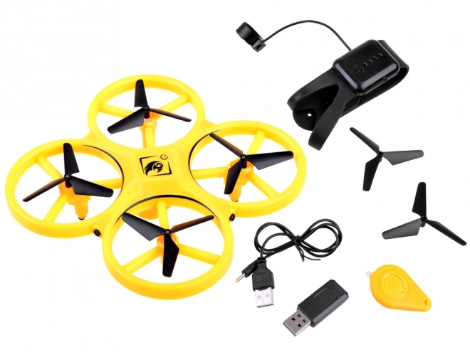 Drone styret med håndbevægelser + fjernbetjening Quadcopter RC0573 – Gul
