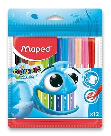 Sæt med farvede tuscher MAPED Color'Peps Ocean 12 stk