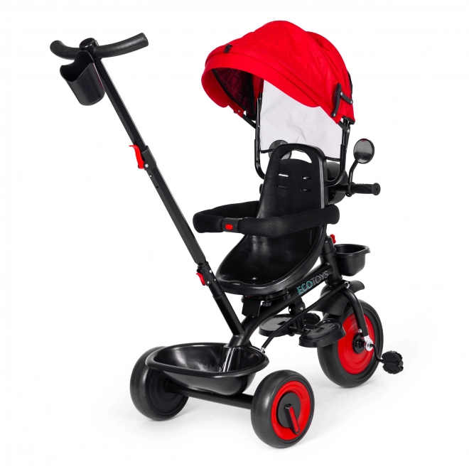 3i1 trehjulede cykel med drejeligt sæde og kaleche rød ECOTOYS