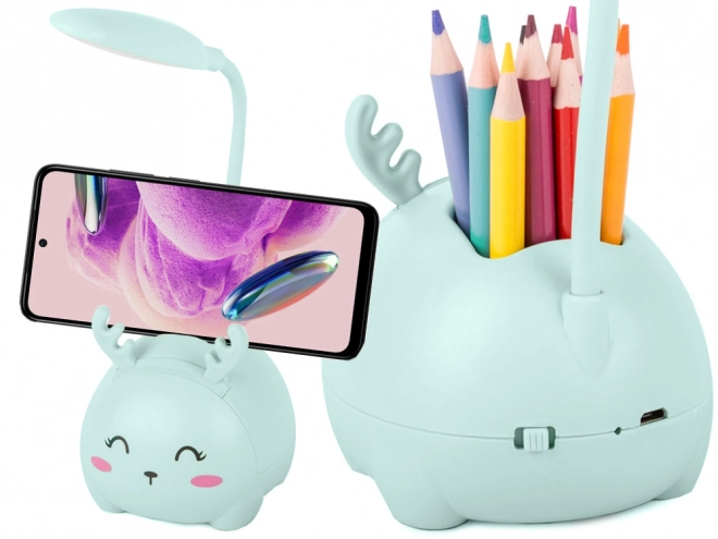 Børne-natlampe med LED og USB-opladning og organizer