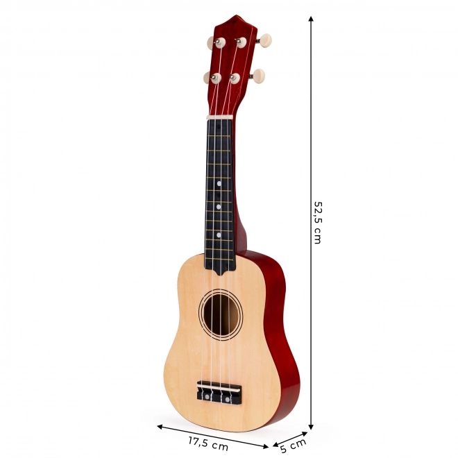 Børne træukulele med 4 nylonstrenge, brune ECOTOYS