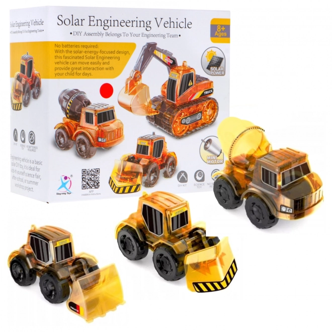 Uddannelsessæt solardrevne byggesæt 3 i 1 til børn Gravemaskine Betonblander Bulldozer