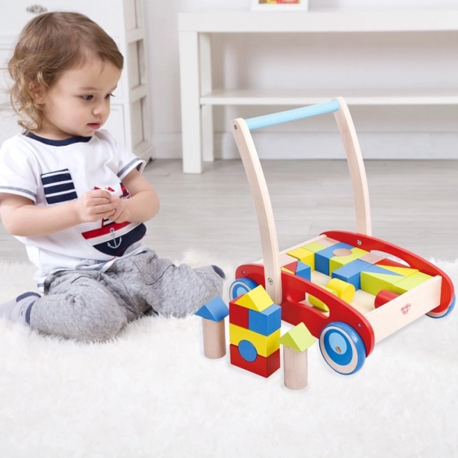 Træ gåvogn med klodser Tooky Toy