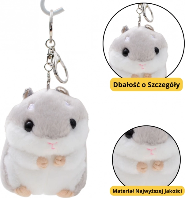 Plysbamse Hamster Nøglering Grå 10 cm