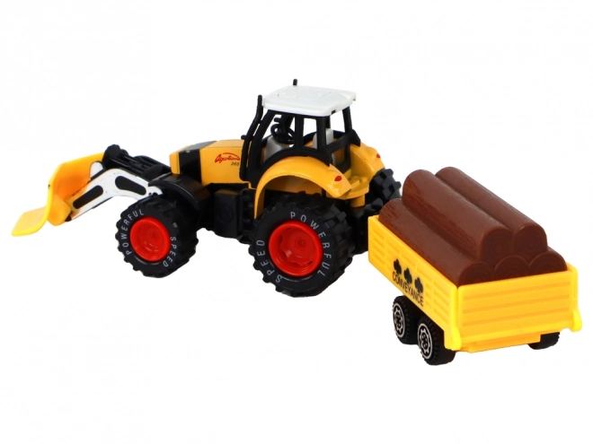 Traktor med anhænger gul rød