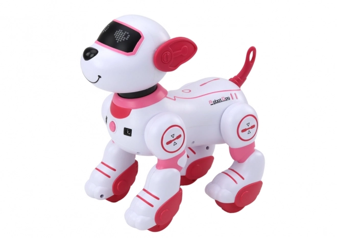 Interaktiv robot hund dansende på fjernbetjening opfyldende kommandoer lyserød