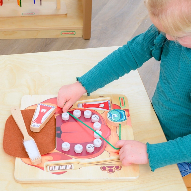 Masterkidz træ-montessori tavle til tandbørstning – hund