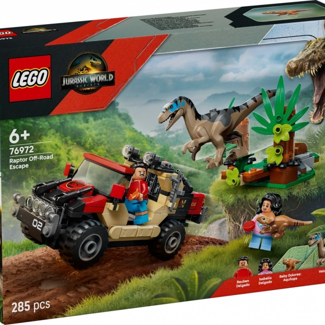 LEGO Jurassic World byggesæt: Flugt i terrængående køretøj fra velociraptor