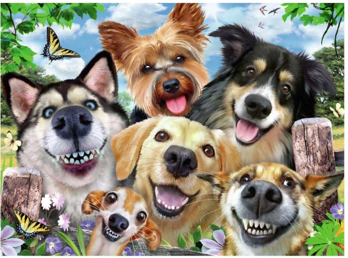 Selfie hundeselfie puslespil 500 brikker Ravensburger