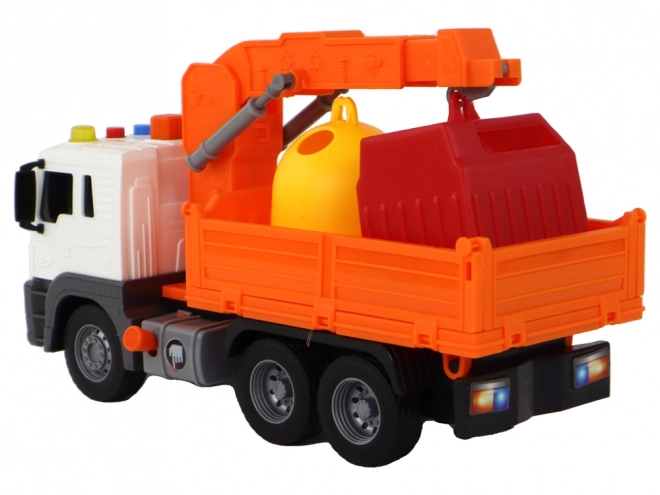 Skraldebil med kran Tredobbelt drev Orange 1:16