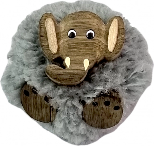 Dekorativ Plysbamse Elefant med Trædetaljer