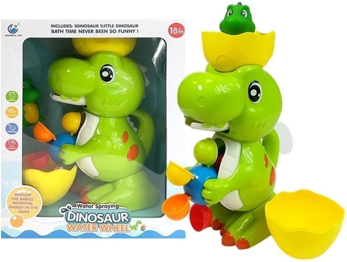 Badende dinosaur Vandmølle med springvand