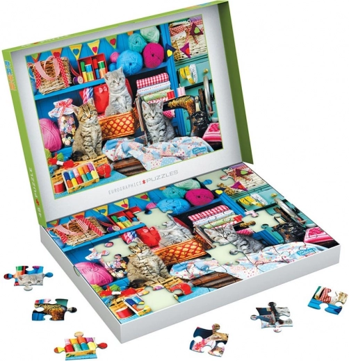 Puzzle EUROGRAPHICS Connecting Pieces Kattestrik 48 brikker