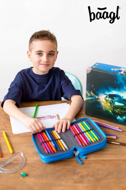BAAGL Skole pennal tre-etagers Racerbil