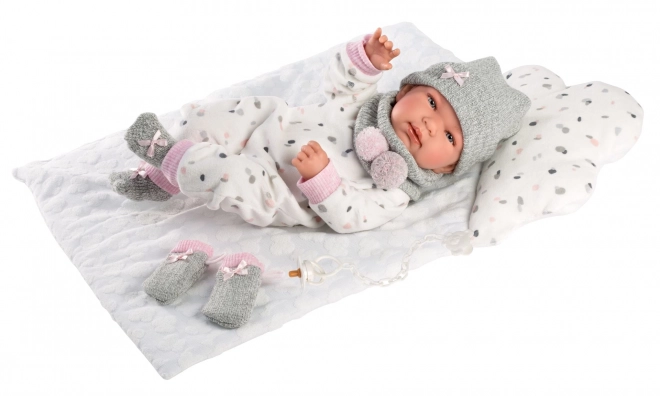 Realistisk babydukke med lyde og blødt krop 44 cm