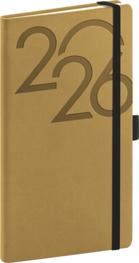 Lommekalender i gylden farve 2026