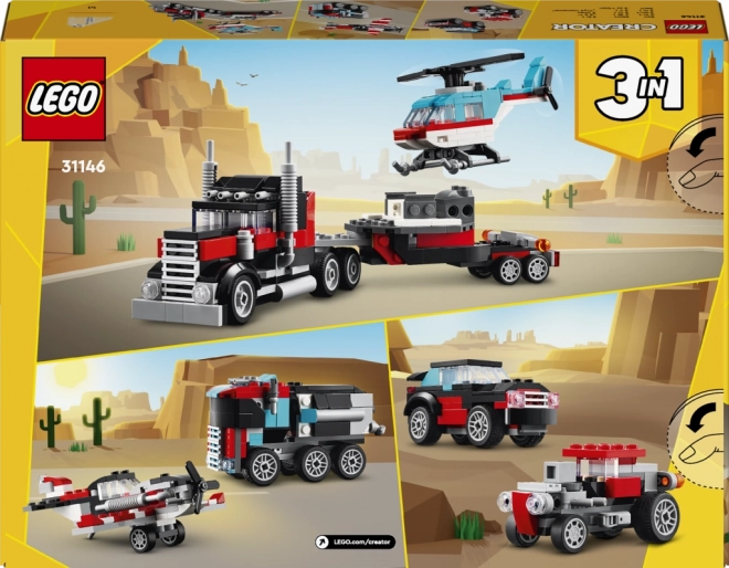 Lego Creator Trækker med Fladbede og Helikopter
