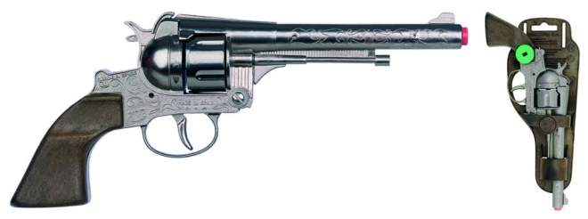 Revolver cowboy sølv, metal - 12 skud