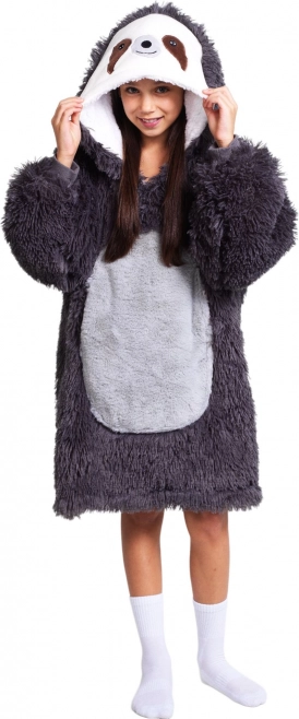 COZY NOXXIEZ varm hoodie-tæppe med hætte til børn (7–12 år) – dovendyr