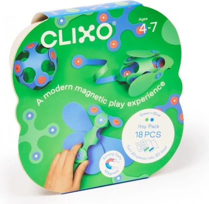 Magnetisk byggeplade Clixo Itsy, grøn/blå