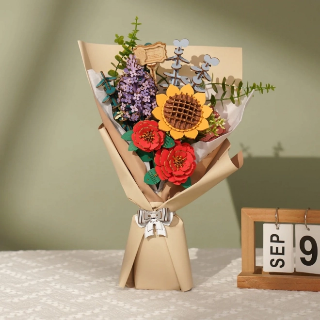 Træ 3D puslespil blomsterbuket Rowood