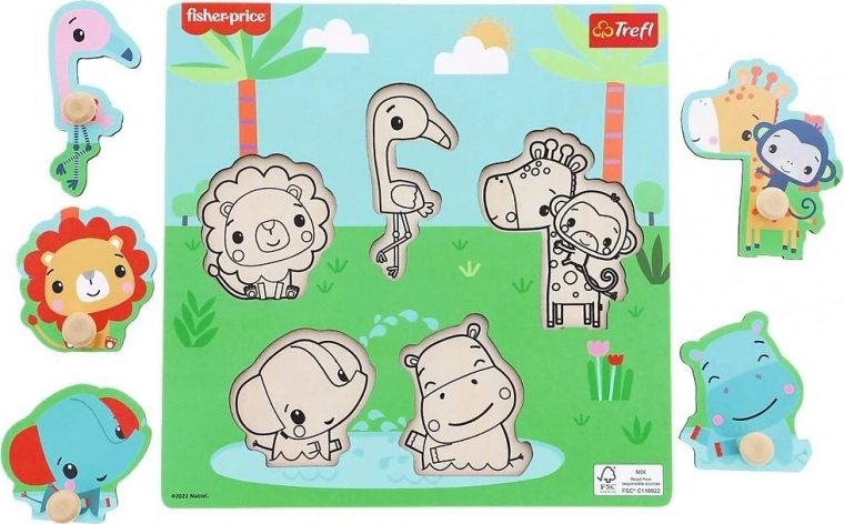 Træpuslespil FISHER-PRICE med knopper, 5 brikker