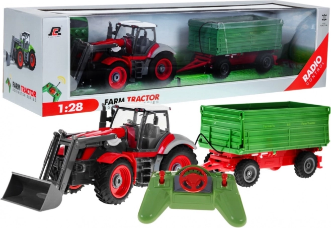 RC traktor med læsser og trailer 1:28 til børn 3+