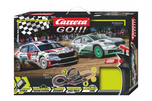 Bilbane Carrera GO!!! 62584 Škoda Rally 4,9m + 2 biler i kasse 58x40x10cm