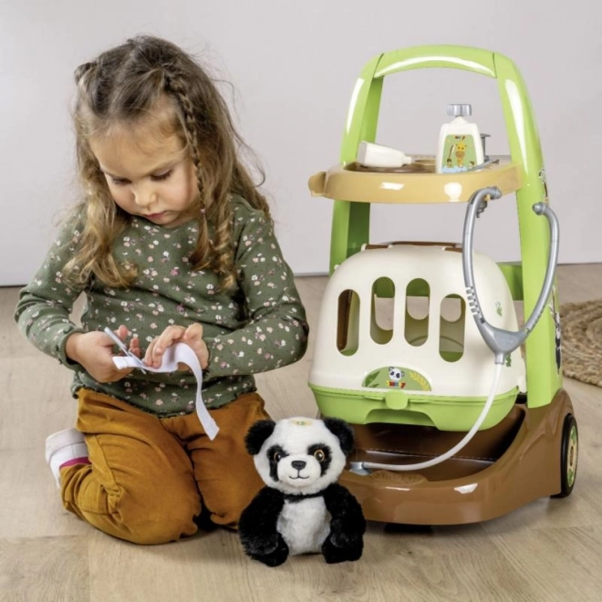 Dyrlægevogn med panda og transportboks 2i1