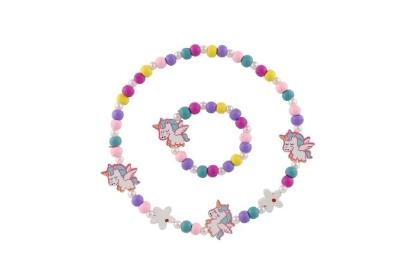 Halskæde og armbånd med enhjørningperler