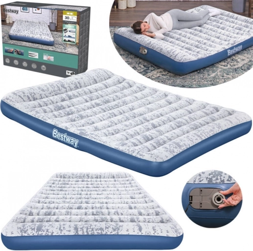 Bestway oppustelig madras Queen 203 × 152 × 30 cm med integreret pumpe