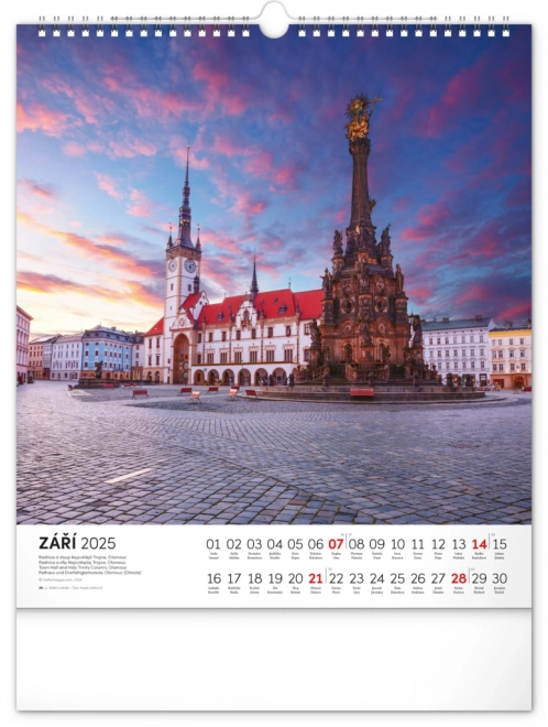 NOTIQUE Vægkalender Tjekkiet 2025, 30 x 34 cm