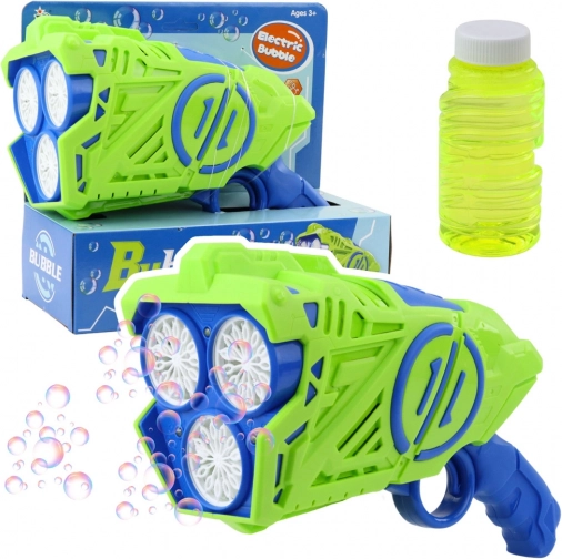 Sæbeboble-pistol med LED-lys blå-grøn