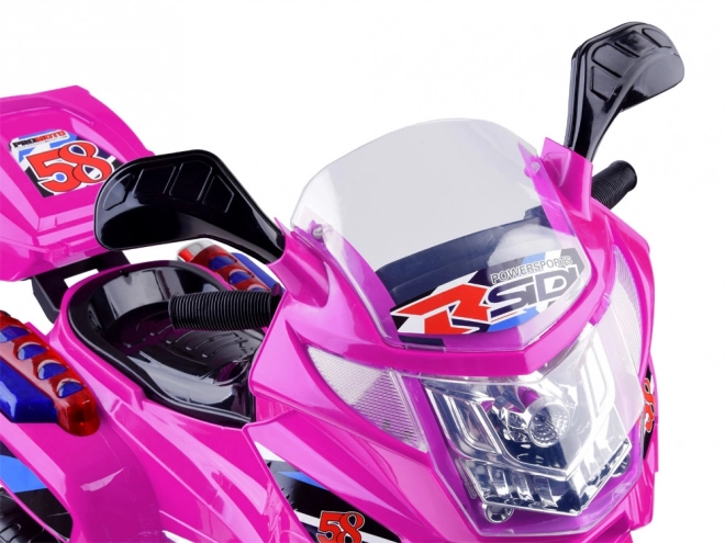 Børne sportsmotorcykel med farverigt LED lys – Pink