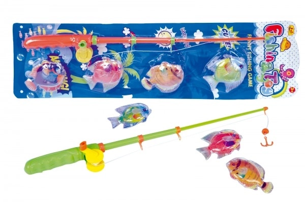 Magnetisk spil Fiskeri efter fisk - stang og 4 fisk