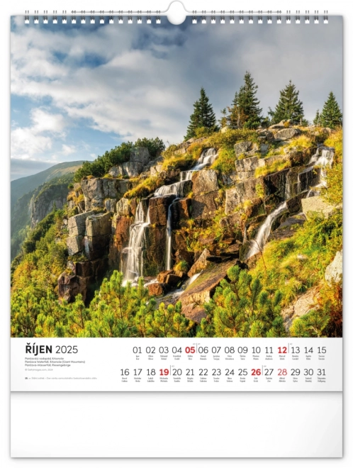 NOTIQUE Vægkalender Rejser gennem det tjekkiske landskab 2025, 30 x 34 cm