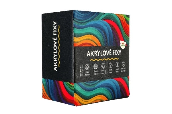 Fixy akrylmaling metallic 12 stk til keramik, glas, sten, spids 4 mm i bliste 18,5x12cm