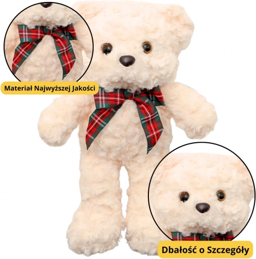Plys-bamse med sløjfe hvid 30 cm