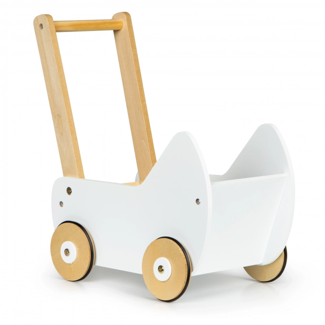 ECOTOYS Trævogn til dukker hvid