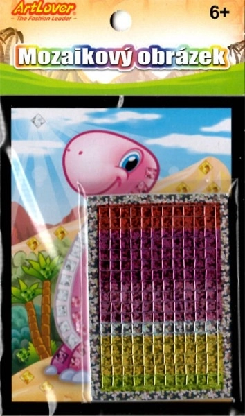 Mozaik billede mini glitrende dinosaur 10x12cm mix varianter